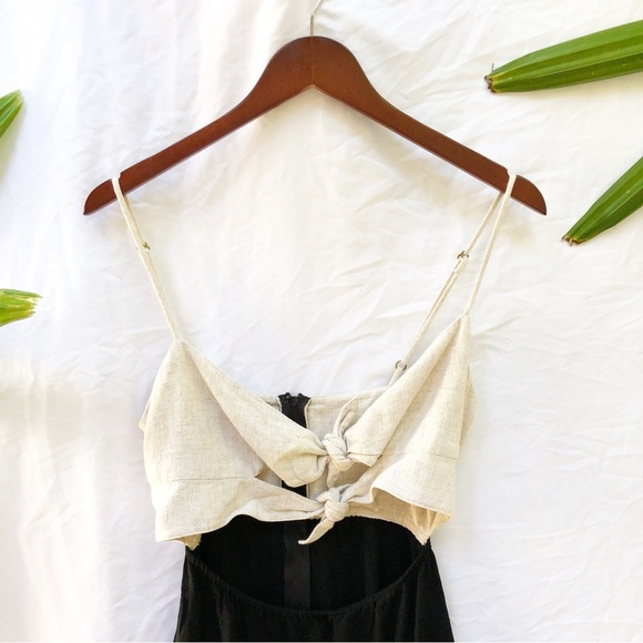 SHOW ME YOUR MUMU | SMALL LAYLA TIE DRESS DOMINO COLORBLOCK CUTOUT MINI - Picture 5 of 7